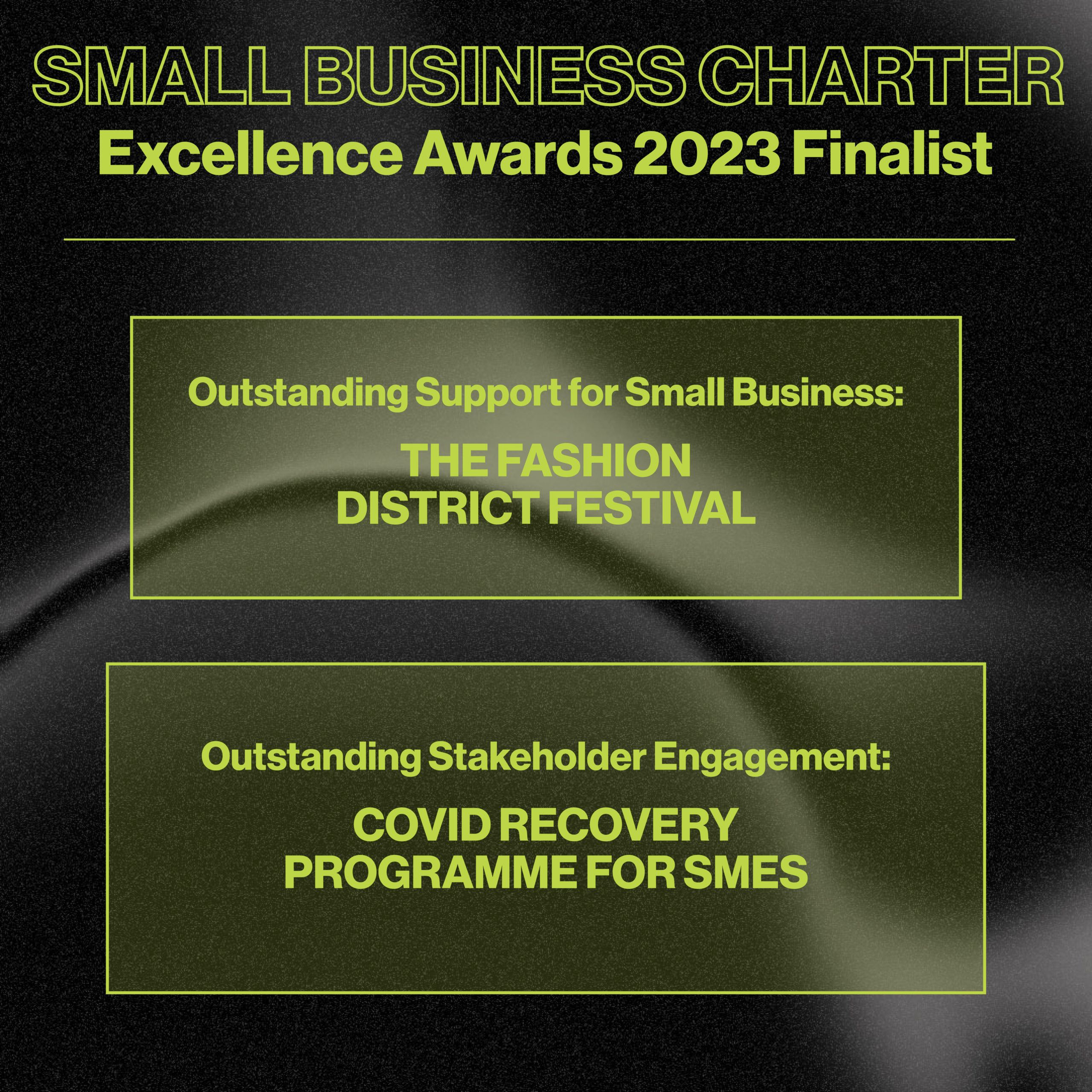 Fashion District Shortlisted for Small Business Charter Excellence Awards